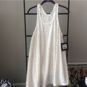 Norma Kamali White Sequin Halter Dress
